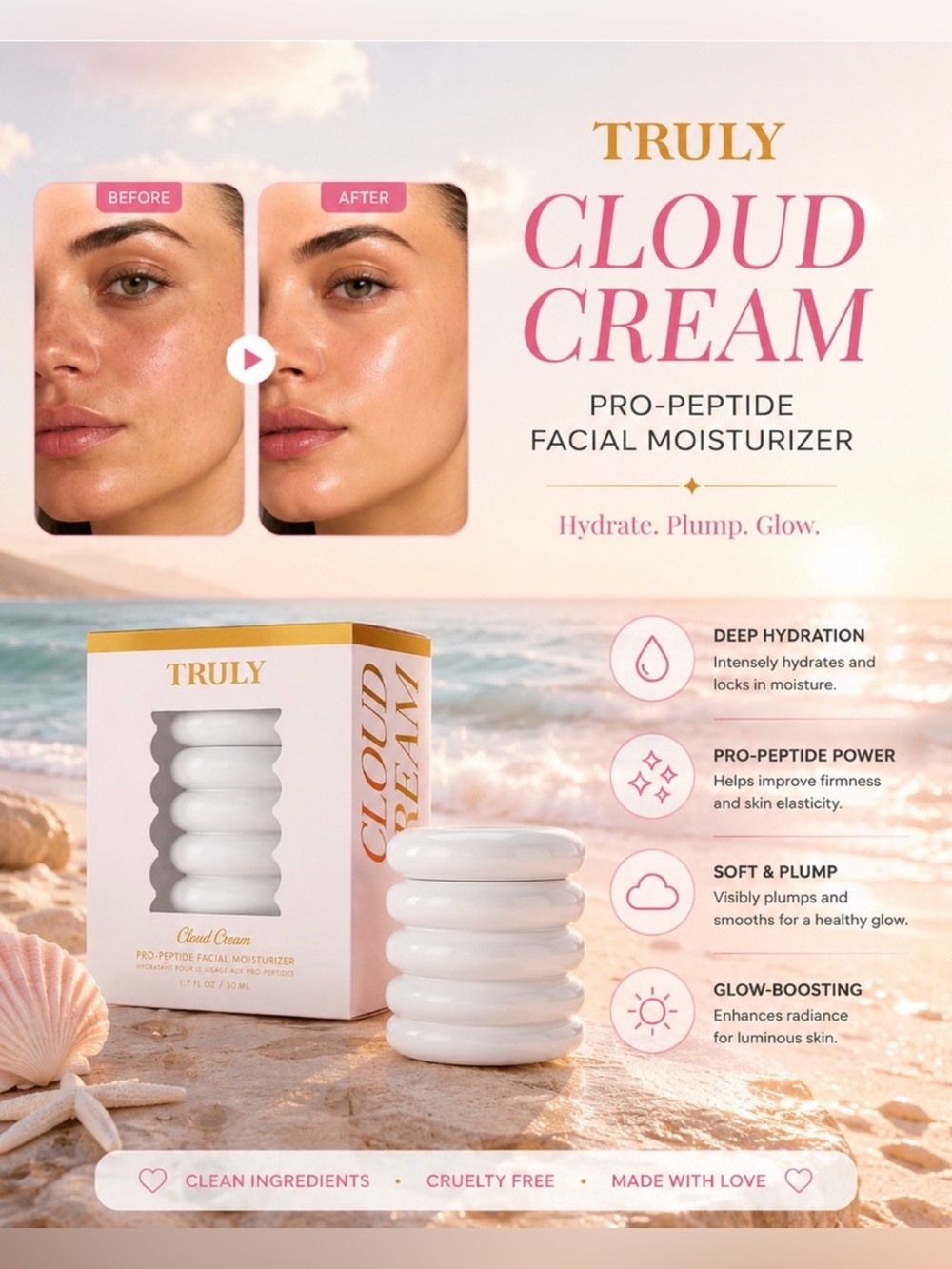TRULY Cloud Cream Propeptide Gel-Cream Hydrating Moisturizer